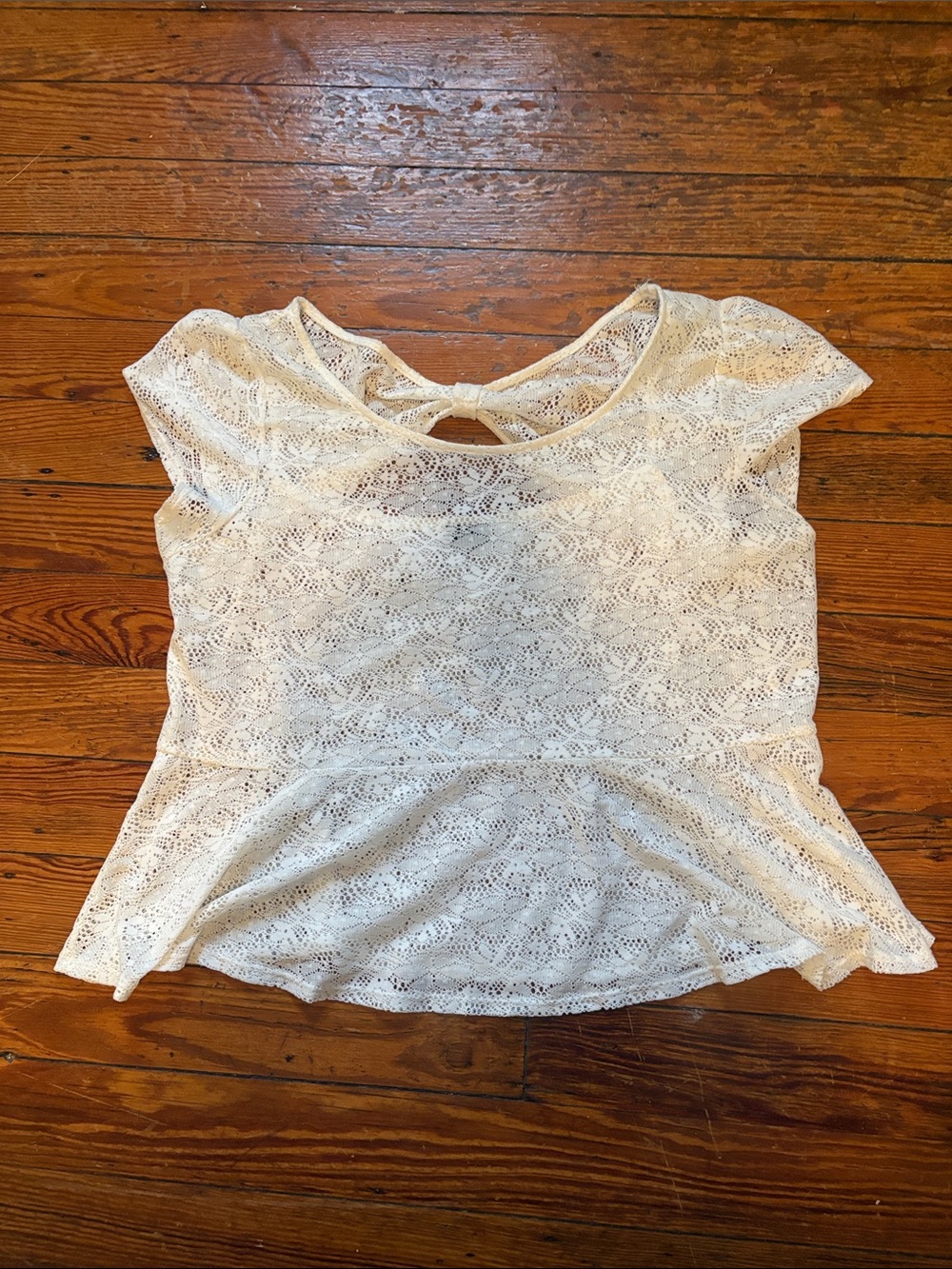 Lace Peplum Short-Sleeve Top - White